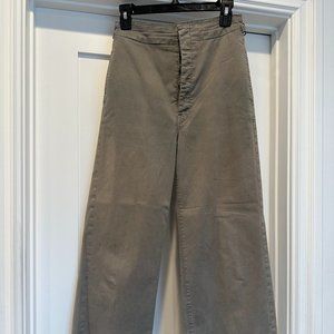 MOTHER Denim Wide Leg Green Pants - "The Cinch Greaser"